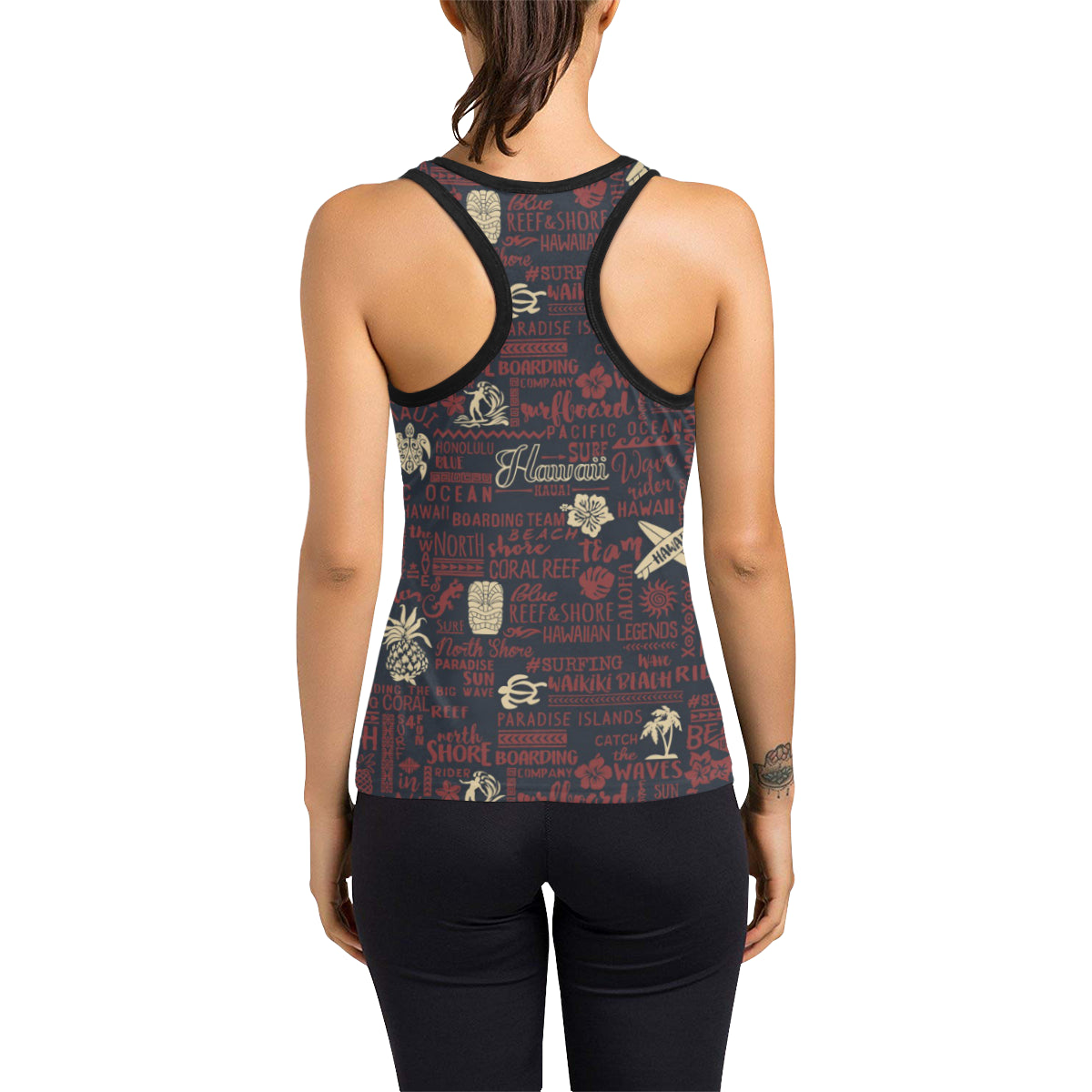 Hawaiian Themed Pattern Print Design H017 Women's Racerback Tank Top