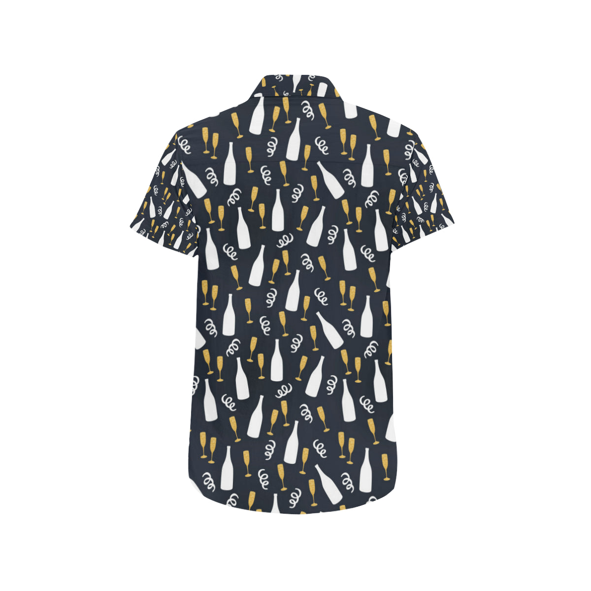 Champagne Pattern Print Design 01 Men's Short Sleeve Button Up Shirt