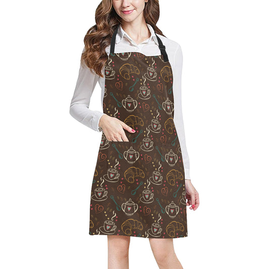 Coffee Pattern Print Design 06 Apron with Pocket