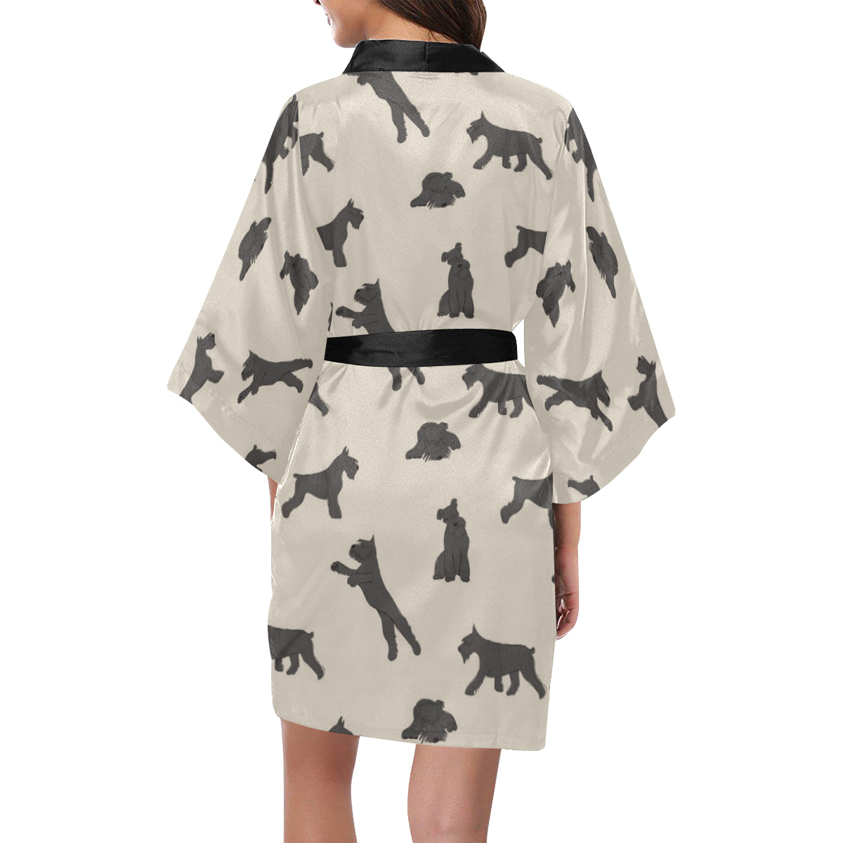 Schnauzers Pattern Print Design A06 Women's Short Kimono