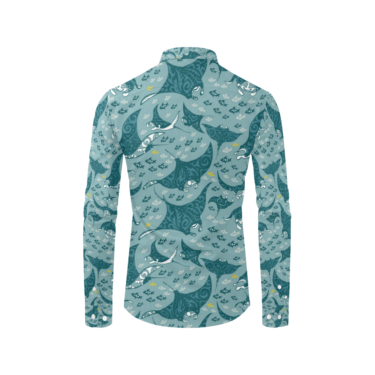 Manta Ray Tribal Pattern Print Design 03 Men's Long Sleeve Shirt