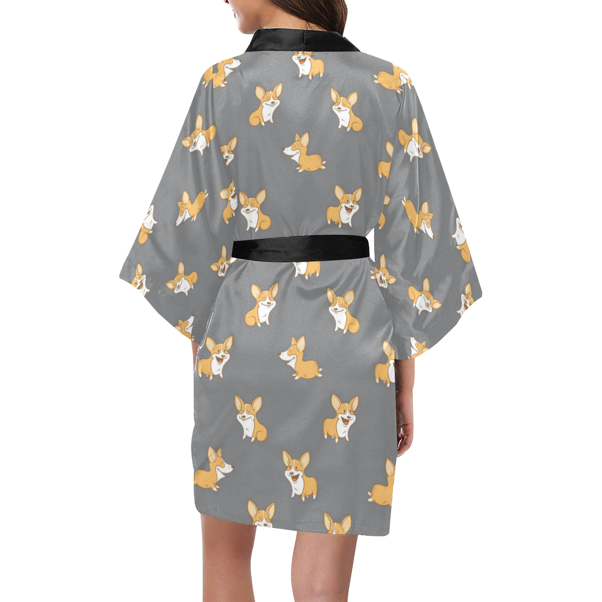 Pembroke Welsh Corgis Pattern Print Design A02 Women's Short Kimono
