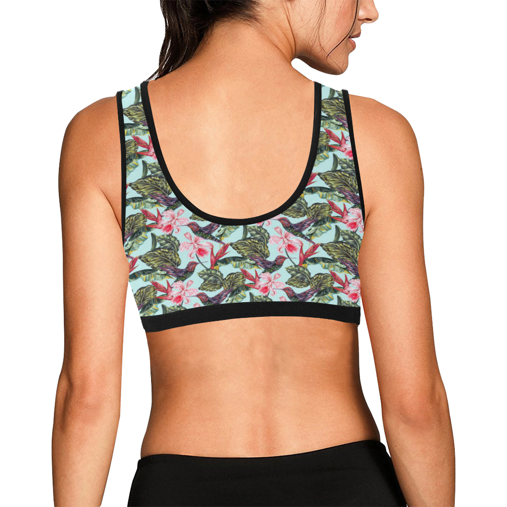 Hummingbird Cute Themed Print Sports Bra