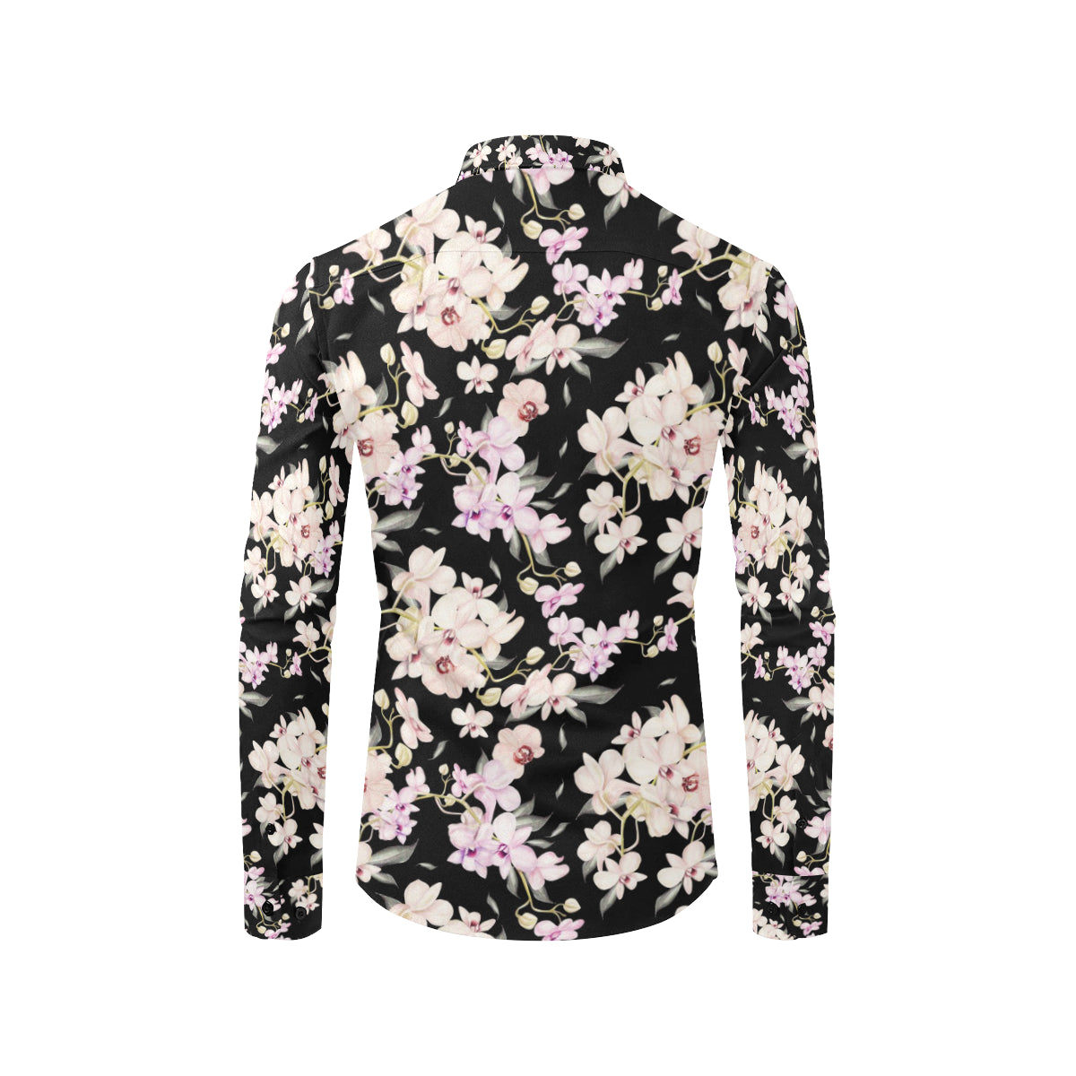 Orchid White Pattern Print Design OR03 Men's Long Sleeve Shirt