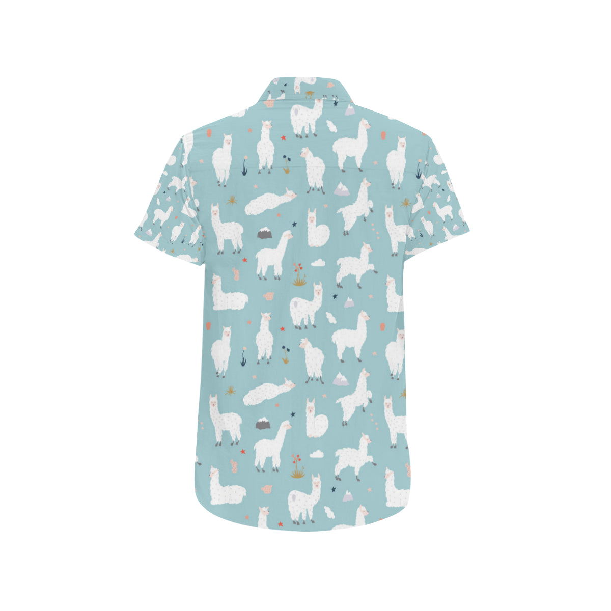 Alpaca Pattern Print Design 02 Men's Short Sleeve Button Up Shirt
