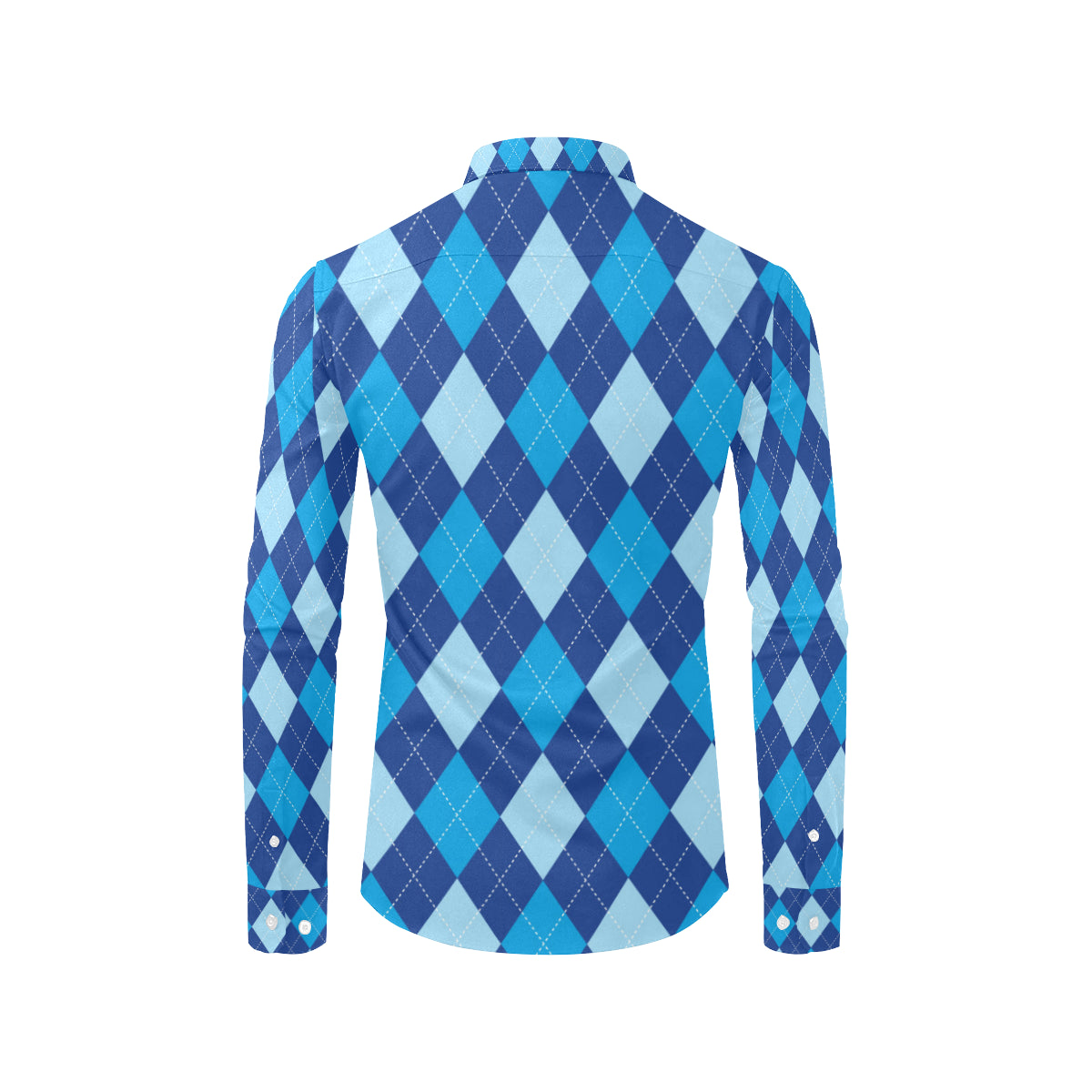 Argyle Blue Pattern Print Design 02 Men's Long Sleeve Shirt