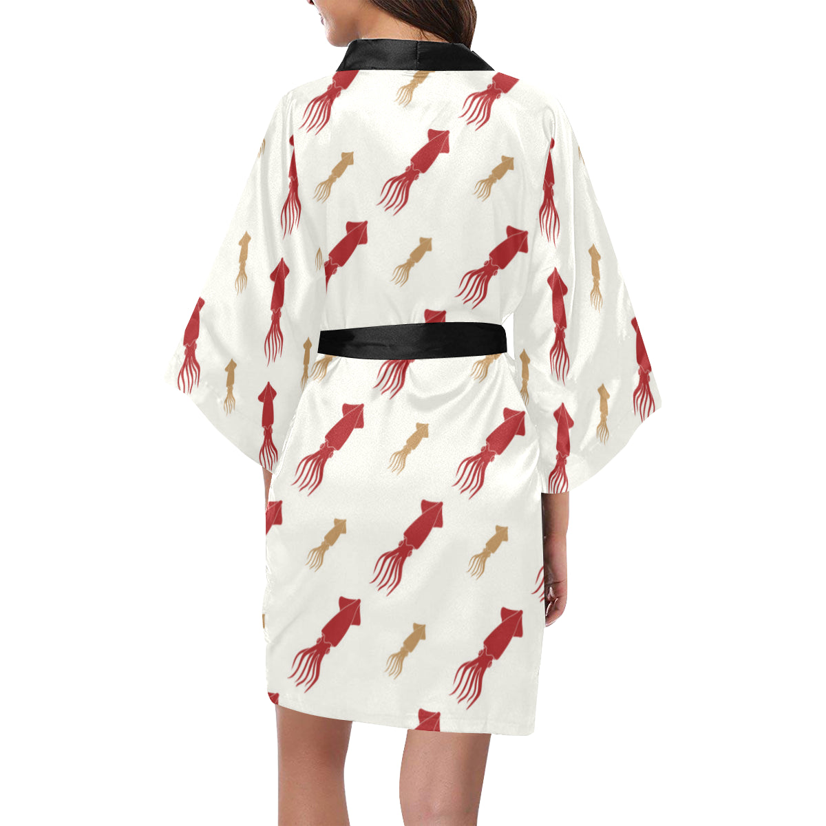 Giant Squid Pattern Print Design 01 Women's Short Kimono