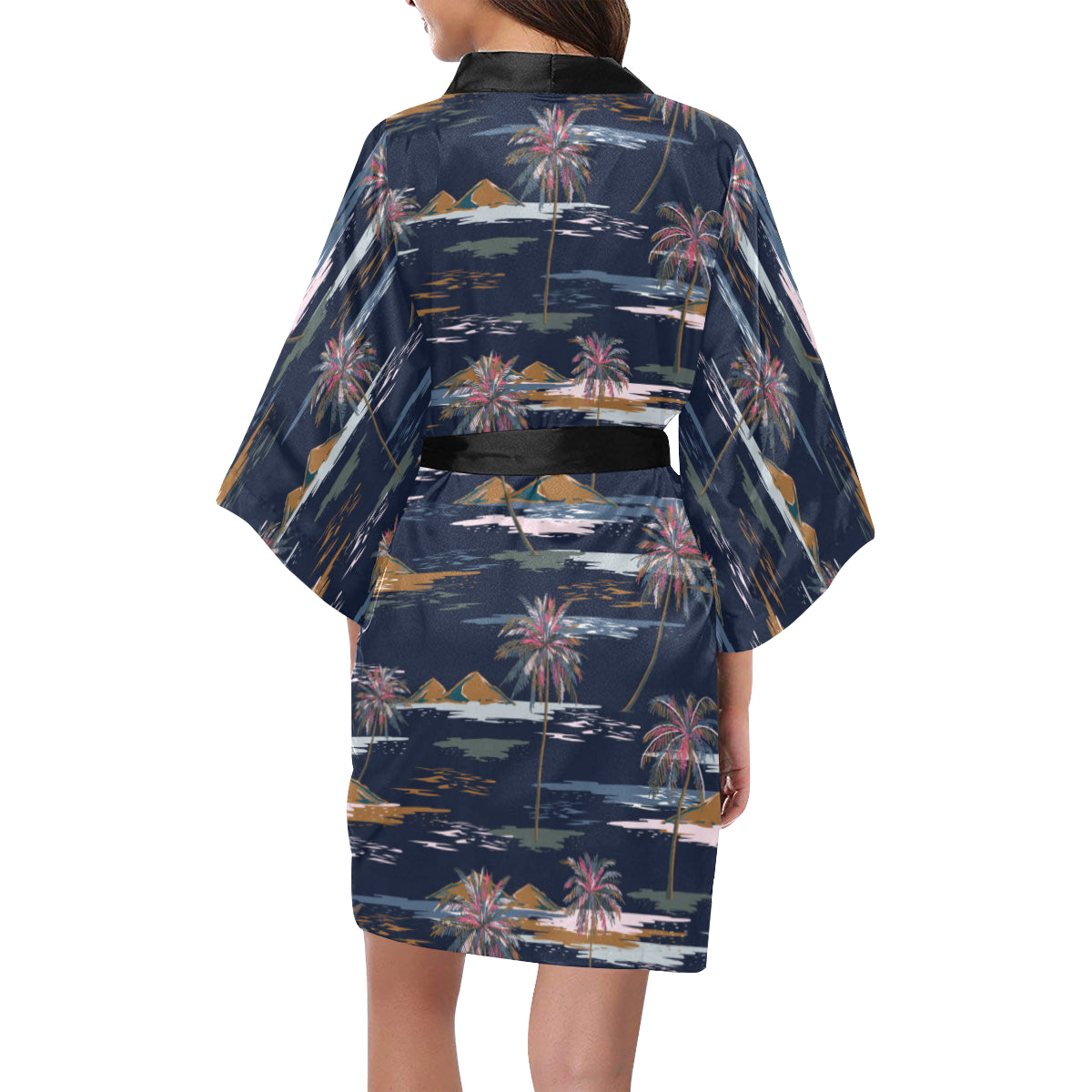 Pacific island Pattern Print Design A06 Women's Short Kimono