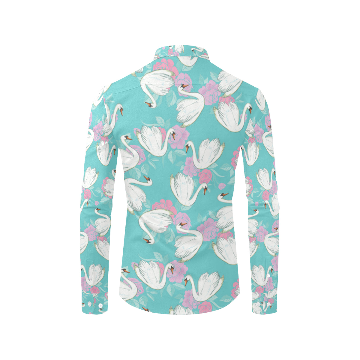 Swan Pattern Print Design 03 Men's Long Sleeve Shirt