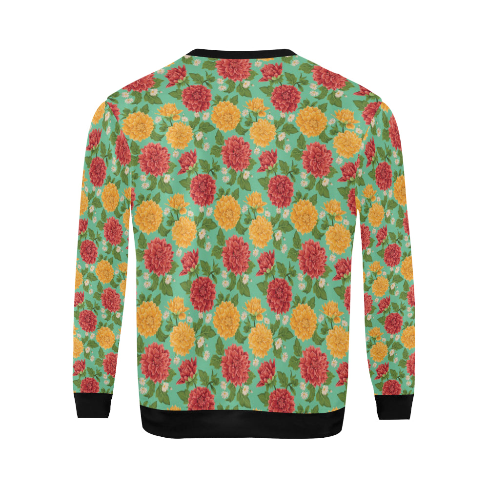Dahlia Pattern Print Design DH011 Men Long Sleeve Sweatshirt
