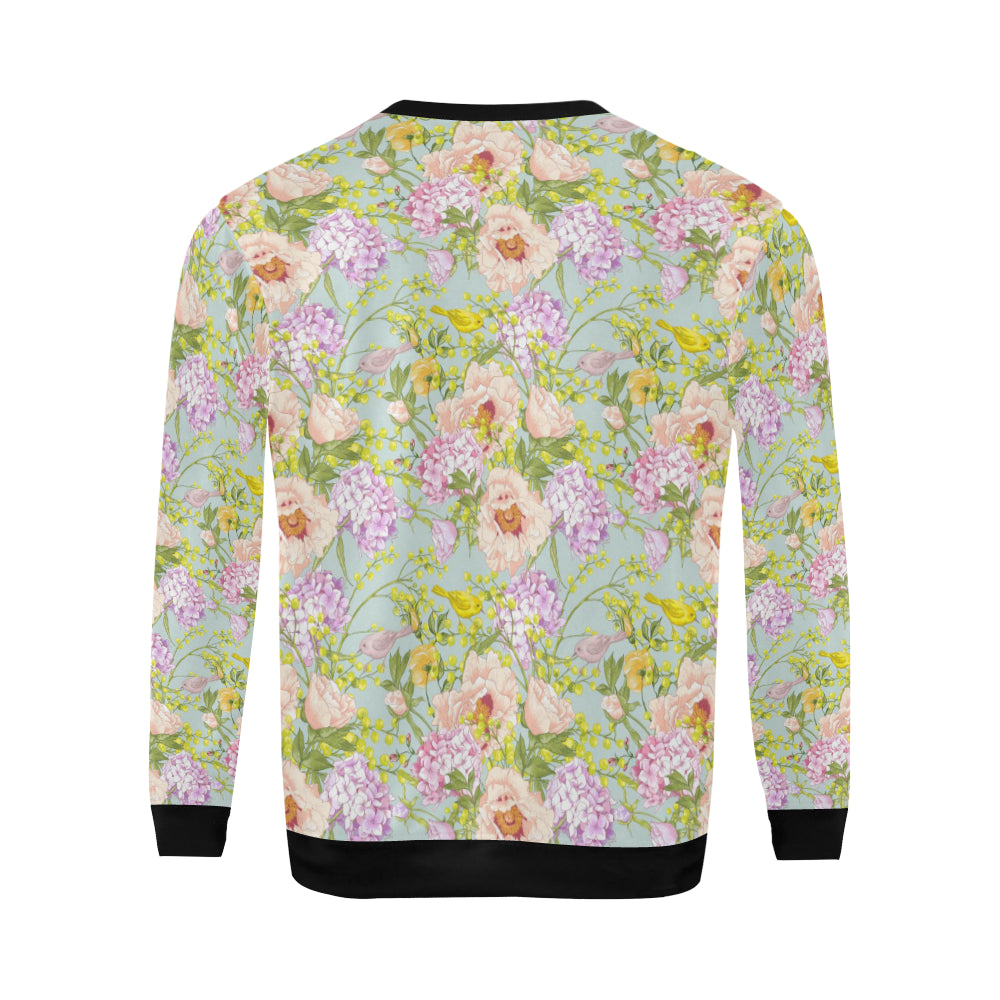 Hydrangea Pattern Print Design HD02 Men Long Sleeve Sweatshirt