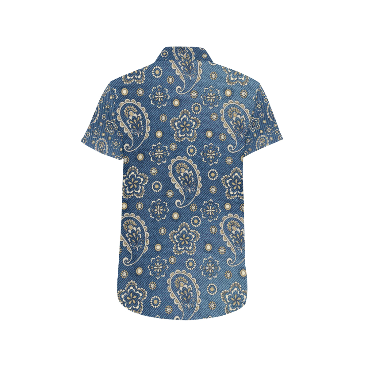 Jean Paisley Pattern Print Design 01 Men's Short Sleeve Button Up Shirt