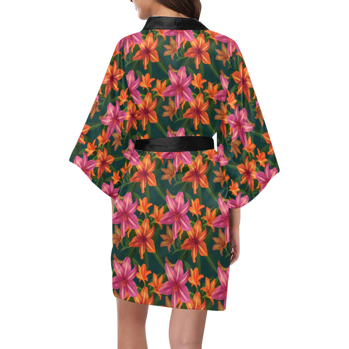 Amaryllis Pattern Print Design AL01 Women's Short Kimono