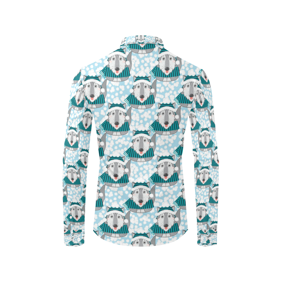 Alaskan Malamute Pattern Print Design 01 Men's Long Sleeve Shirt