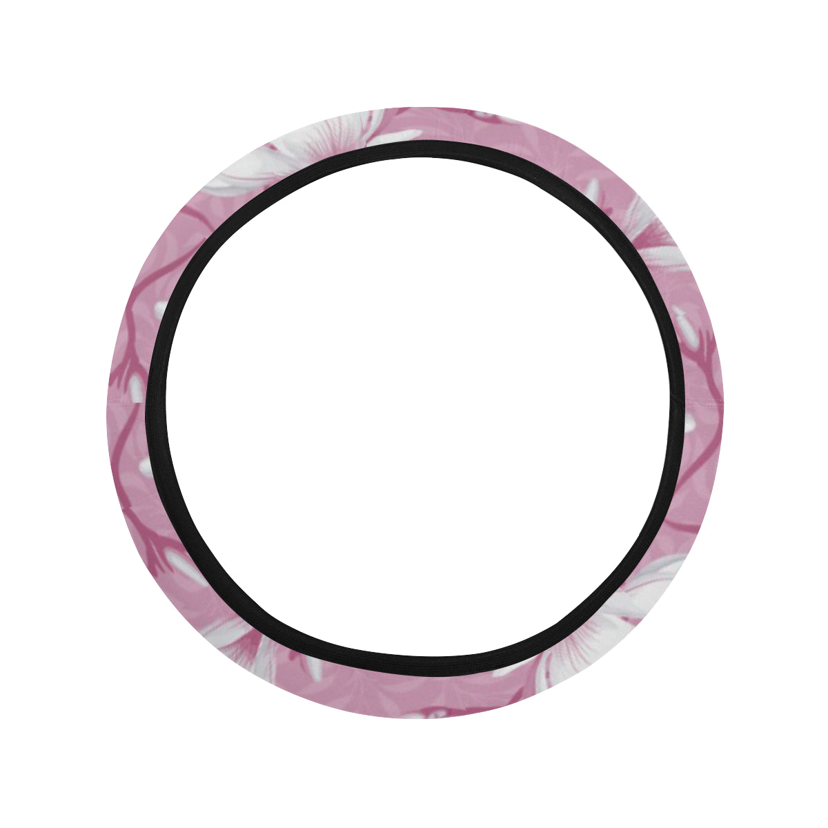 Magnolia Pattern Print Design MAG05 Steering Wheel Cover with Elastic Edge