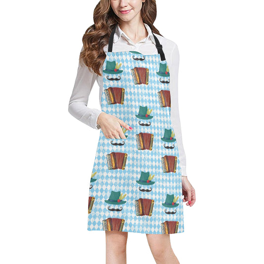 Accordion Mustache Pattern Print Design 01 Apron with Pocket