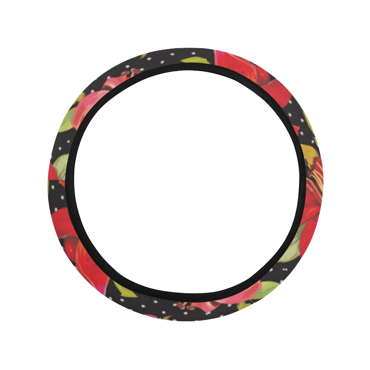 Lily Pattern Print Design LY012 Steering Wheel Cover with Elastic Edge