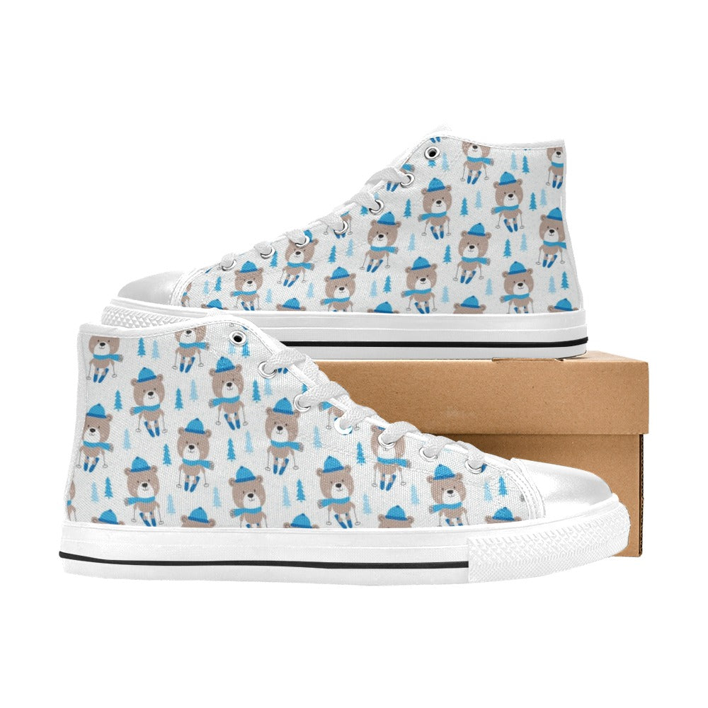 Ski Print Design LKS306 High Top Women's White Shoes