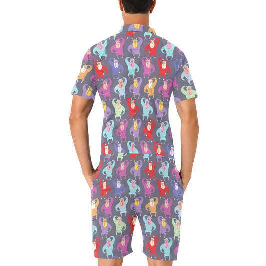 Chimpanzee Pattern Print Design 03 Men's Romper