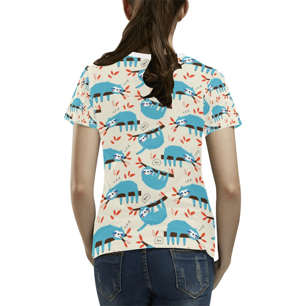 Sloth Print Design LKS3011 Women's T-shirt