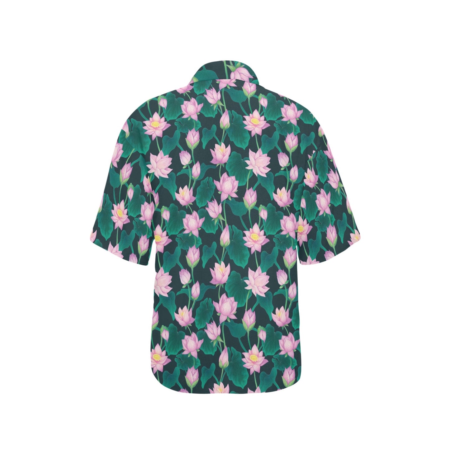 Water Lily Print Design LKS302 Women's Hawaiian Shirt