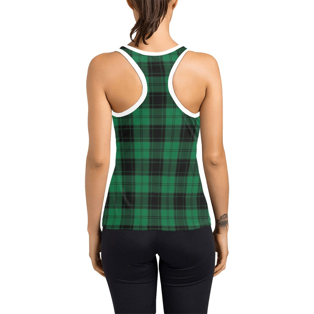 Tartan Green Print Design LKS302 Women's Racerback Tank Top