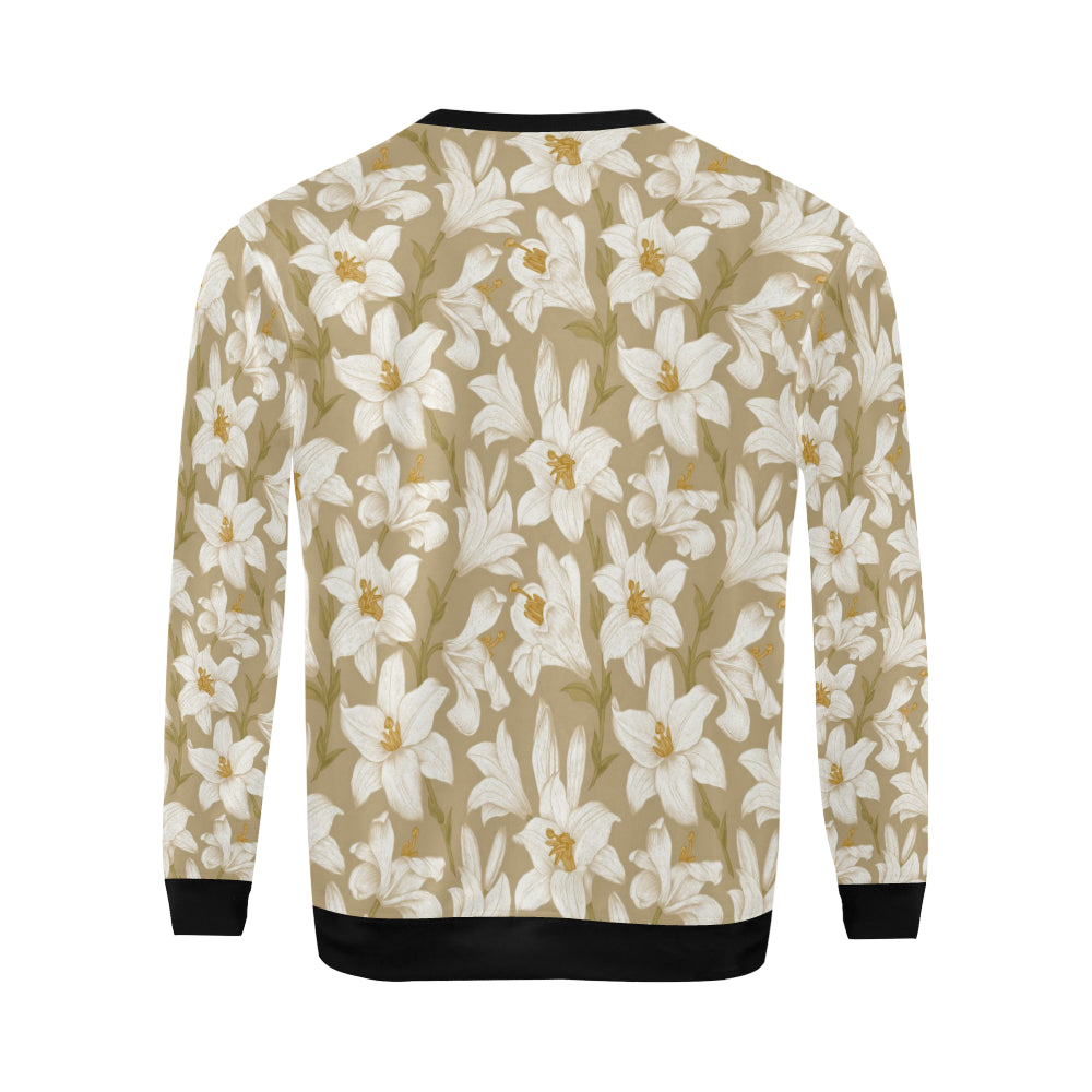Lily Pattern Print Design LY07 Men Long Sleeve Sweatshirt