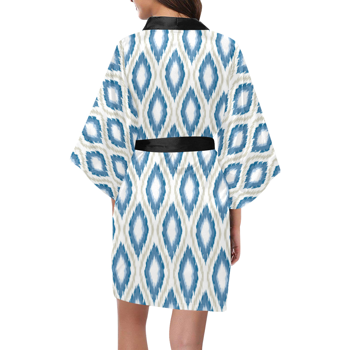 Ikat Pattern Print Design 02 Women's Short Kimono