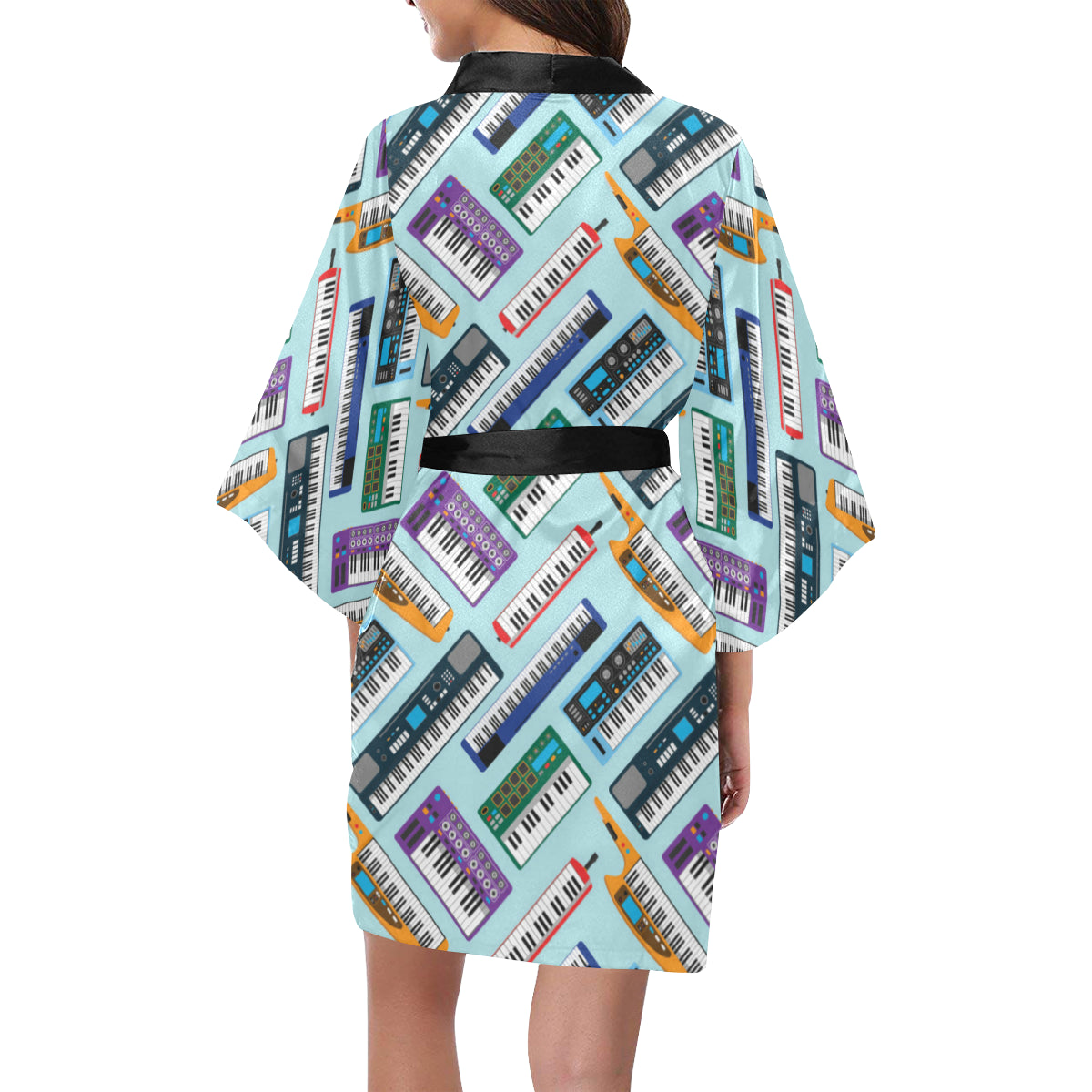 Synthesizer Pattern Print Design 02 Women's Short Kimono