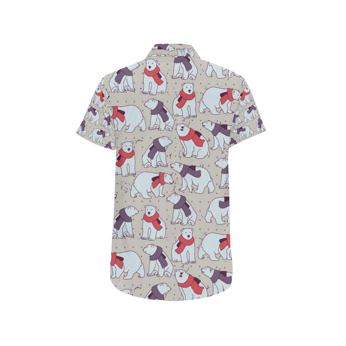 Polar Bear Pattern Print Design PB04 Men's Short Sleeve Button Up Shirt