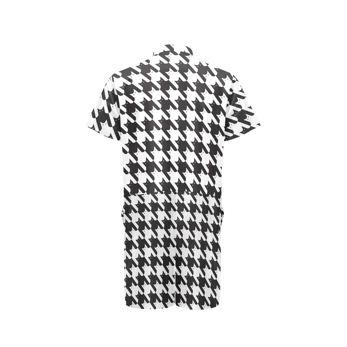 Cat HoundstoothPattern Print Design 01 Men's Romper