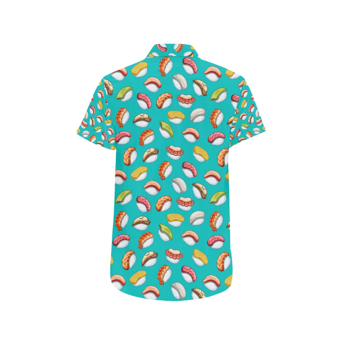 Sushi Themed Print Men's Short Sleeve Button Up Shirt