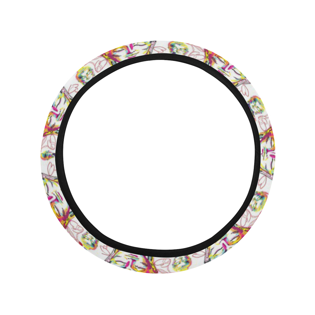 Buddha Pattern Print Design 06 Steering Wheel Cover with Elastic Edge