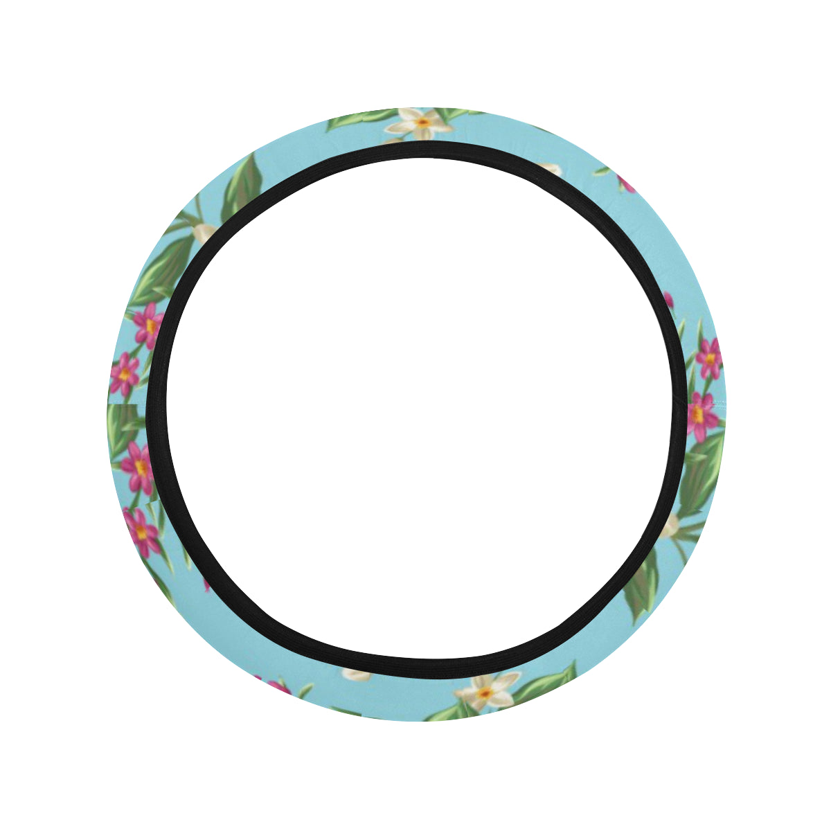 Summer Floral Pattern Print Design SF011 Steering Wheel Cover with Elastic Edge
