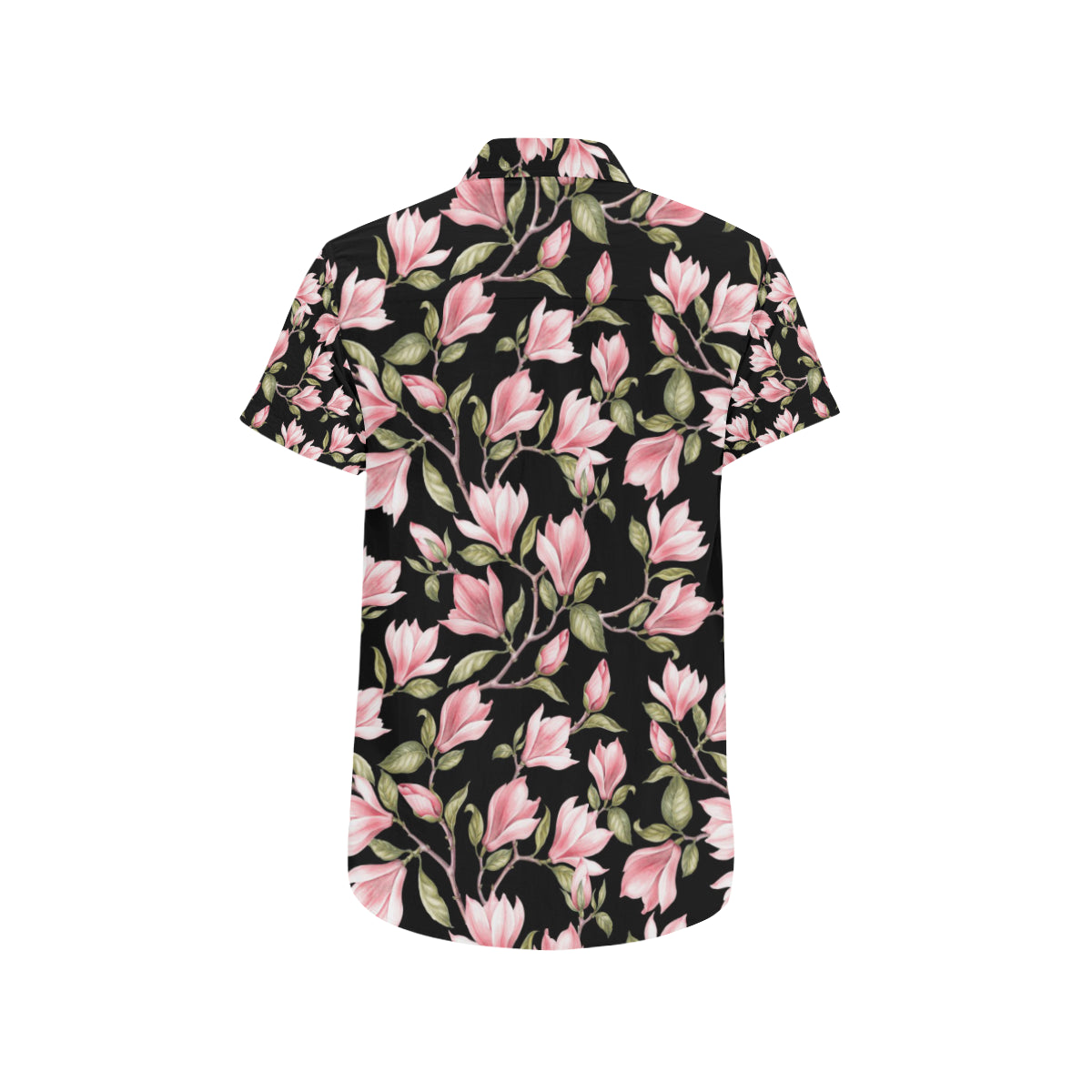 Magnolia Pattern Print Design MAG03 Men's Short Sleeve Button Up Shirt