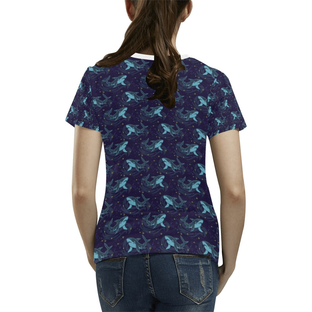 Shark Print Design LKS306 Women's T-shirt
