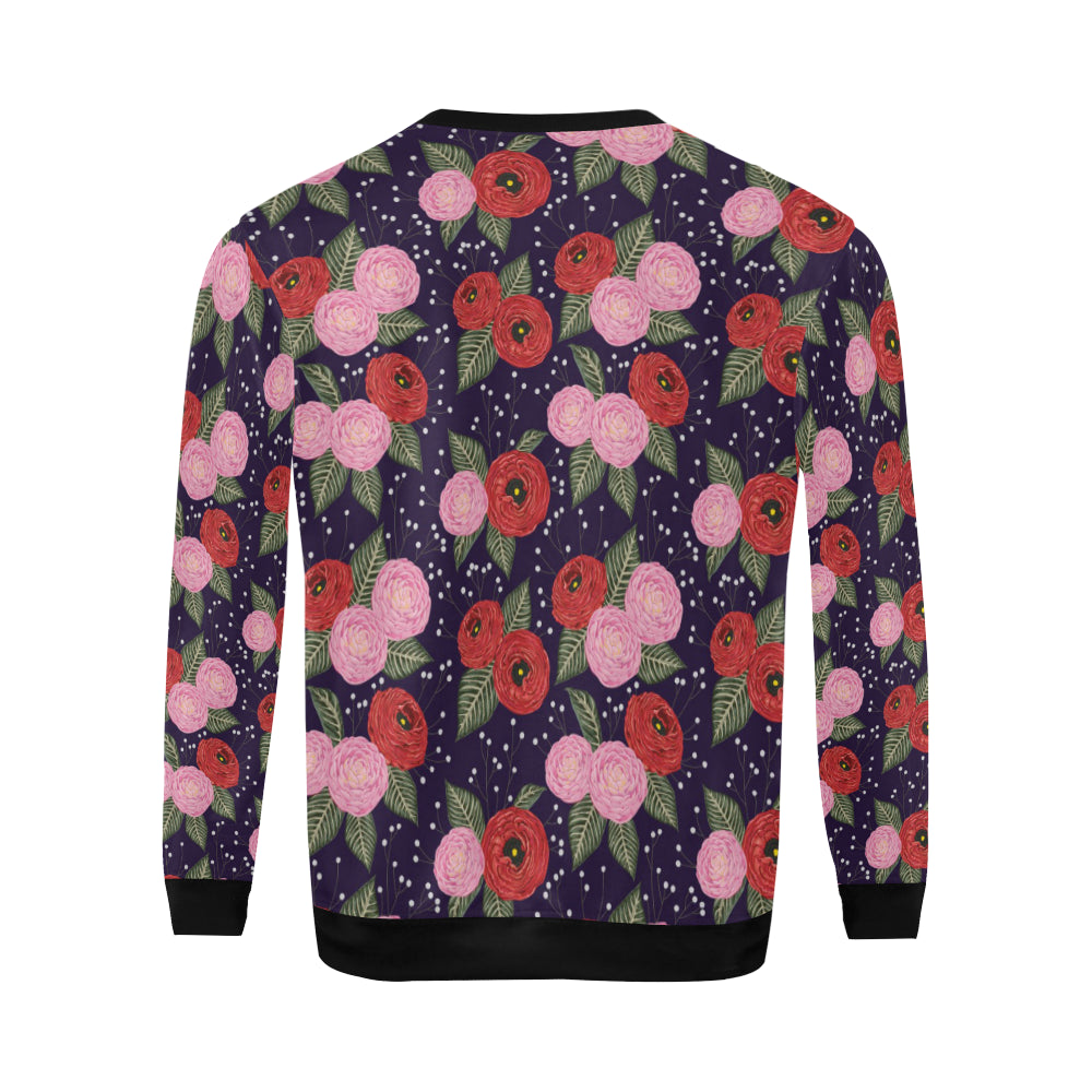 Camellia Pattern Print Design CM02 Men Long Sleeve Sweatshirt