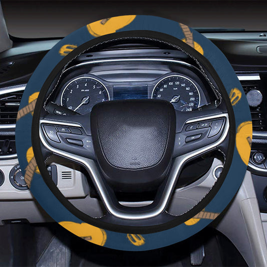 Acoustic Guitar Pattern Print Design 04 Steering Wheel Cover with Elastic Edge