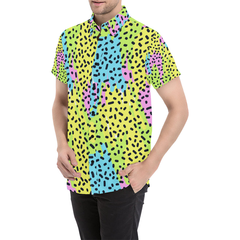90s Pattern Print Design 2 Men's Short Sleeve Button Up Shirt