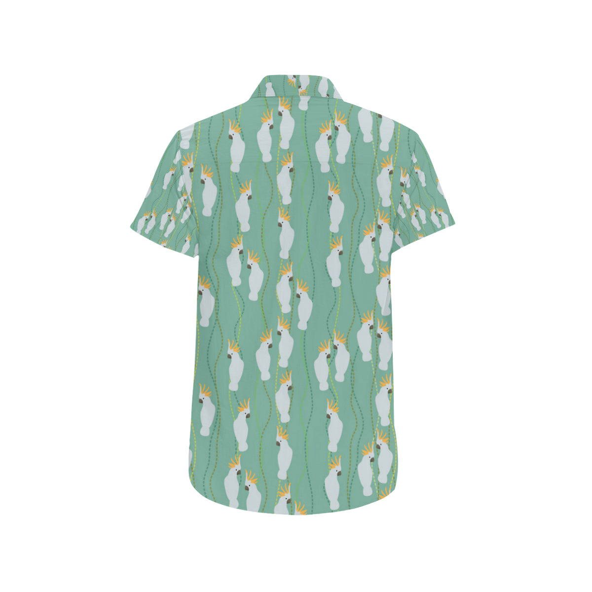 Cockatoo Pattern Print Design 01 Men's Short Sleeve Button Up Shirt