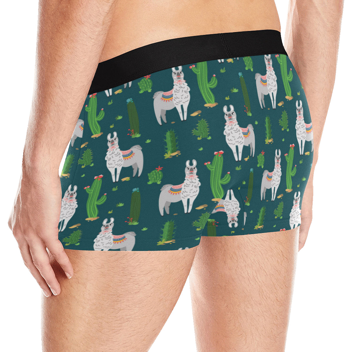 Llama Cactus Pattern Print Design 013 Men's Boxer Briefs