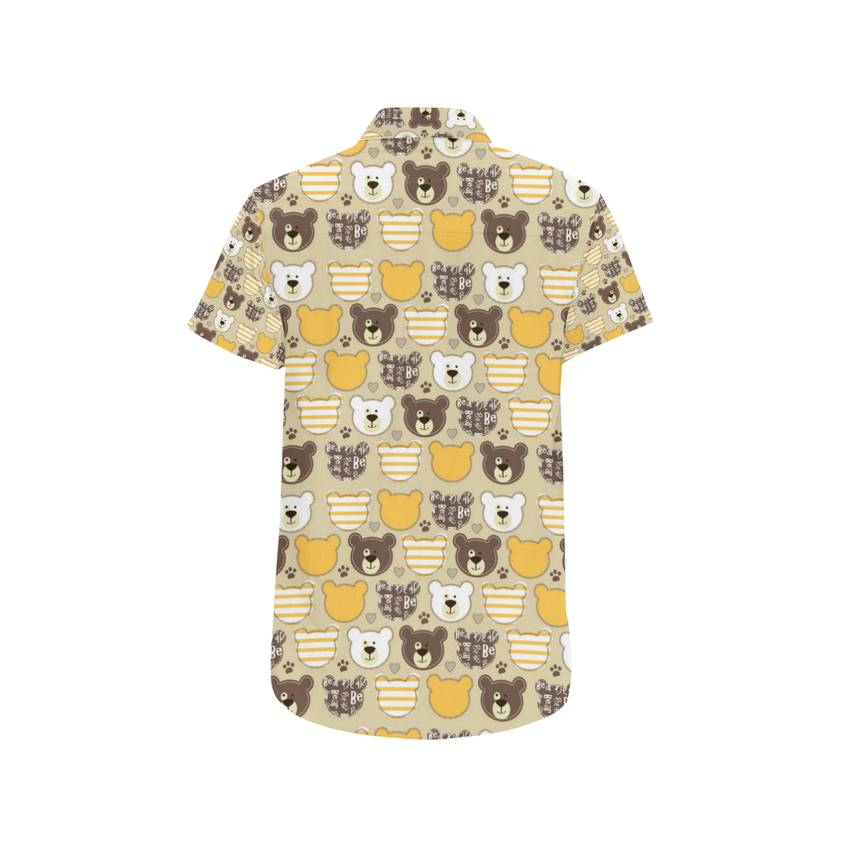 Bear PatchworkPattern Print Design 01 Men's Short Sleeve Button Up Shirt