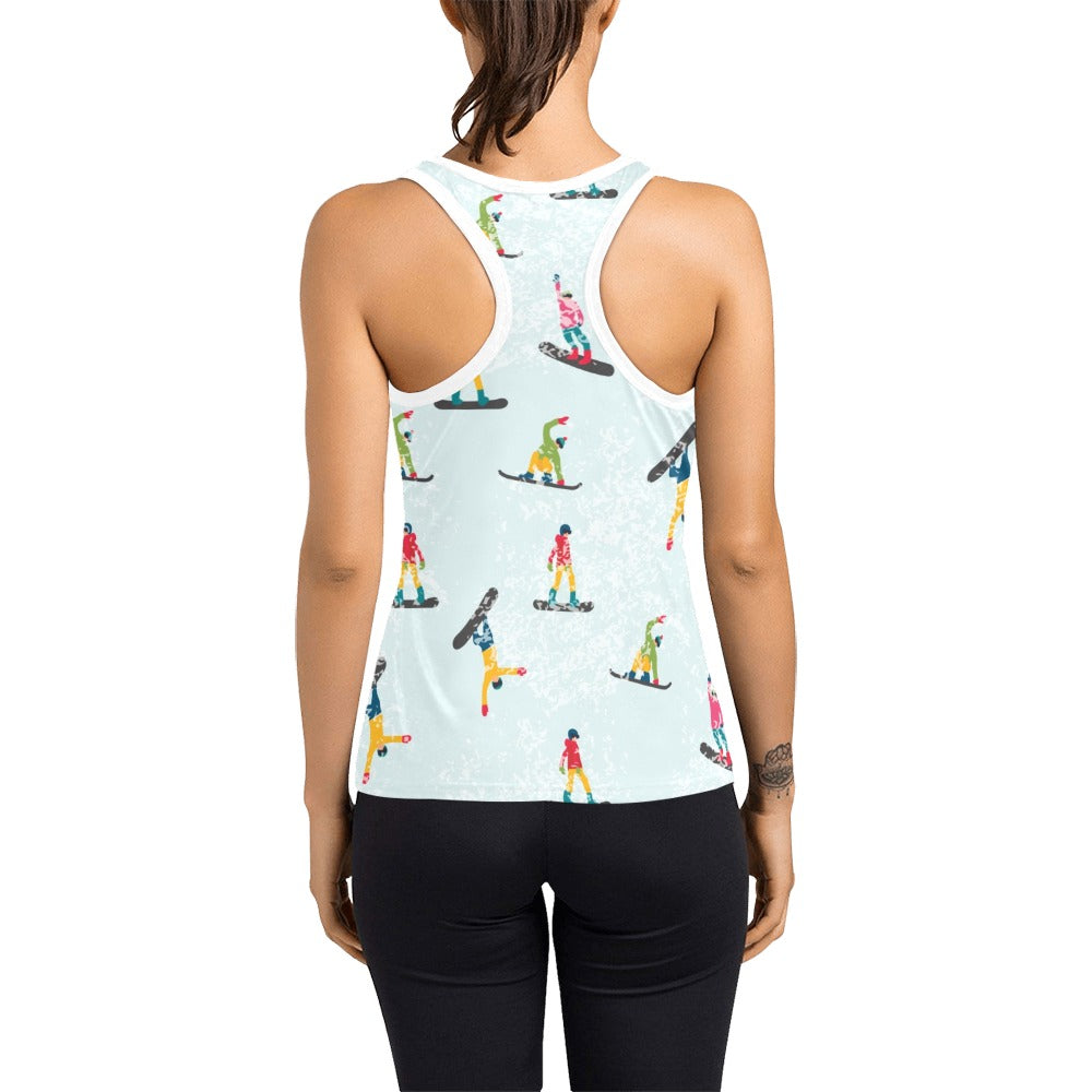 Snowboard Print Design LKS304 Women's Racerback Tank Top
