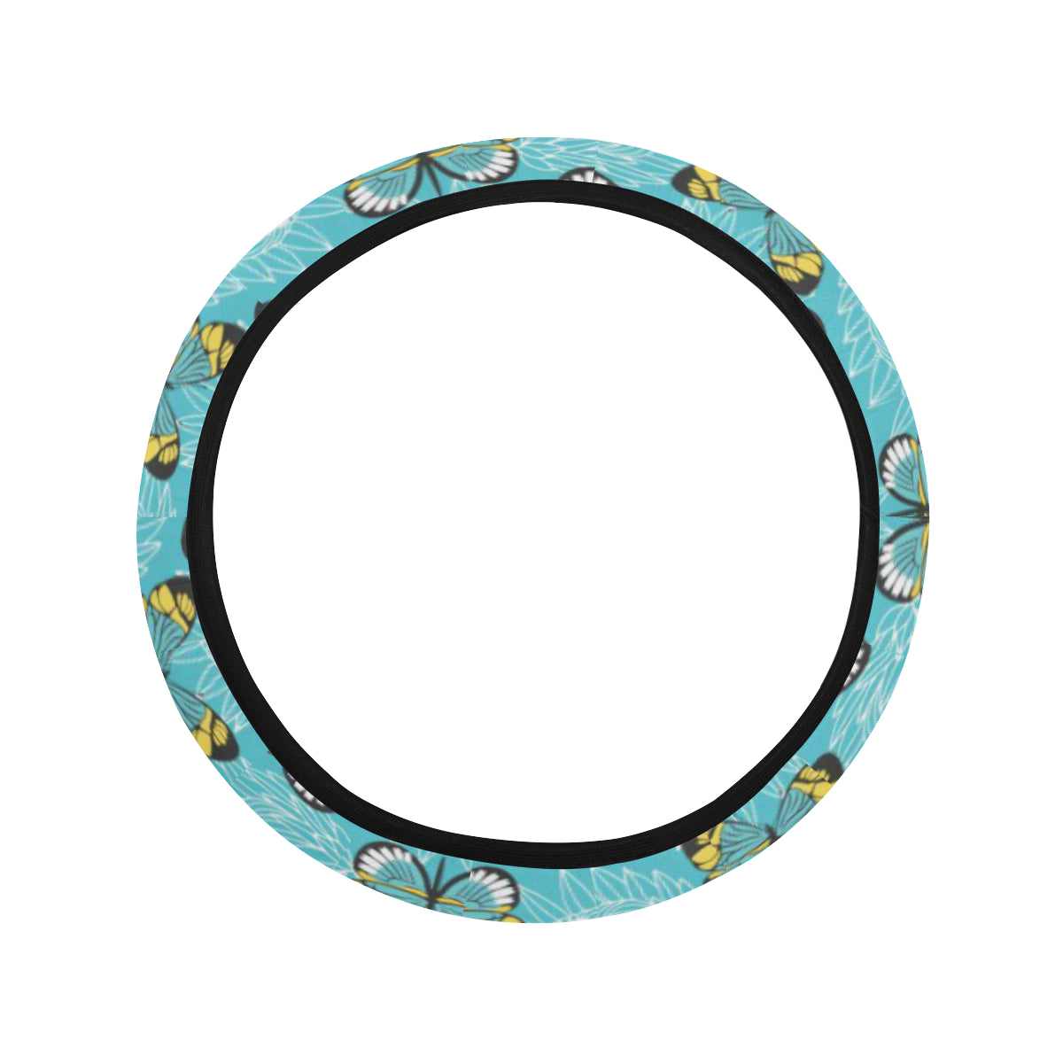Butterfly Pattern Print Design 010 Steering Wheel Cover with Elastic Edge