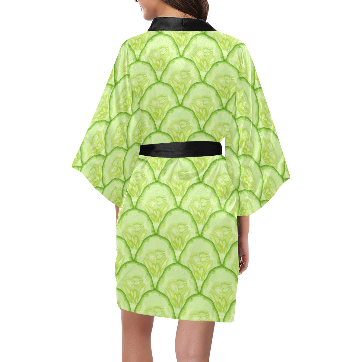 Cucumber Pattern Print Design CC04 Women's Short Kimono