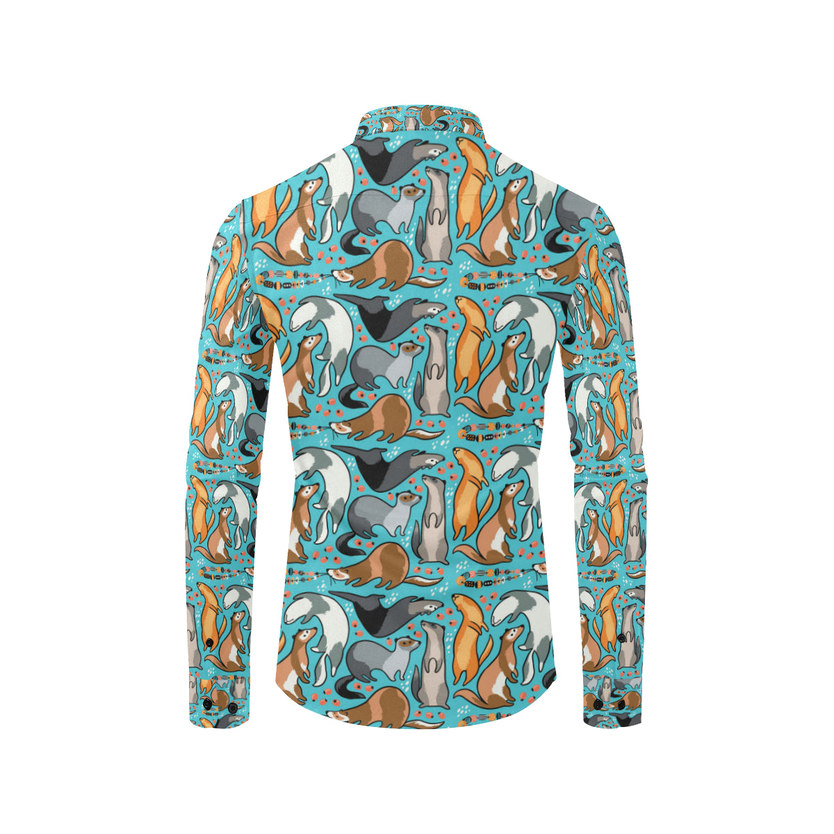 Ferret Pattern Print Design 03 Men's Long Sleeve Shirt