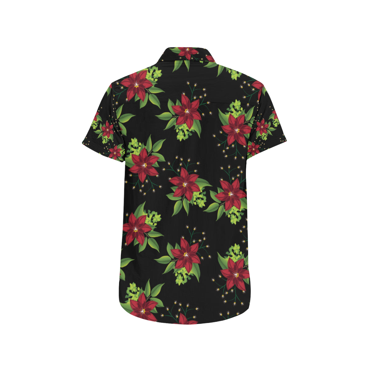 Poinsettia Pattern Print Design A01 Men's Short Sleeve Button Up Shirt