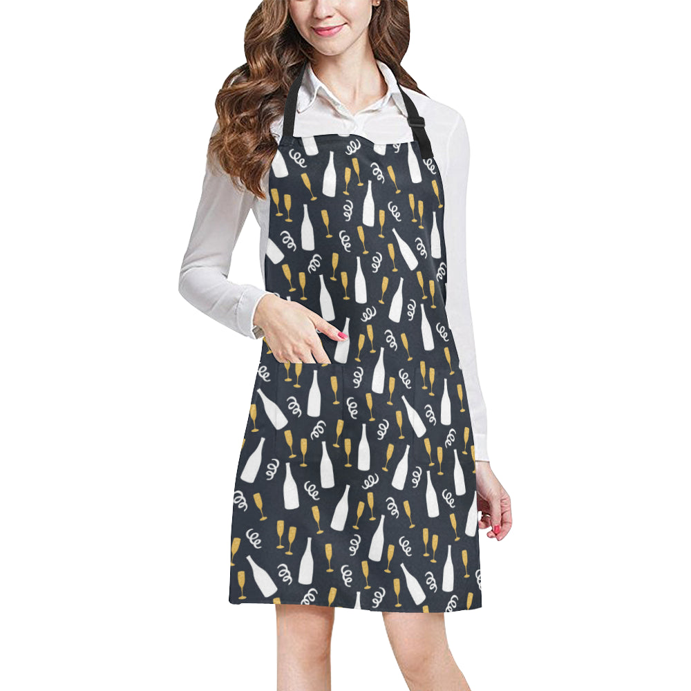 Champagne Pattern Print Design 01 Apron with Pocket