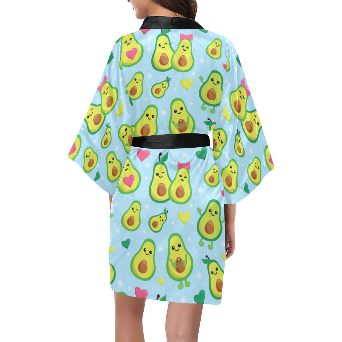 Avocado Pattern Print Design AC09 Women's Short Kimono