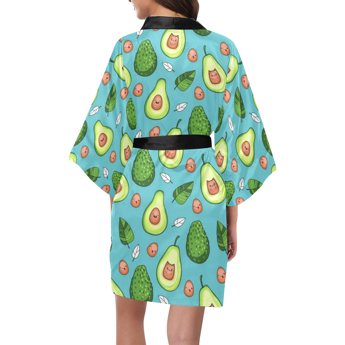 Avocado Pattern Print Design AC05 Women's Short Kimono